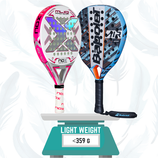 >359g Light weight padel rackets options for New Zealand padel players