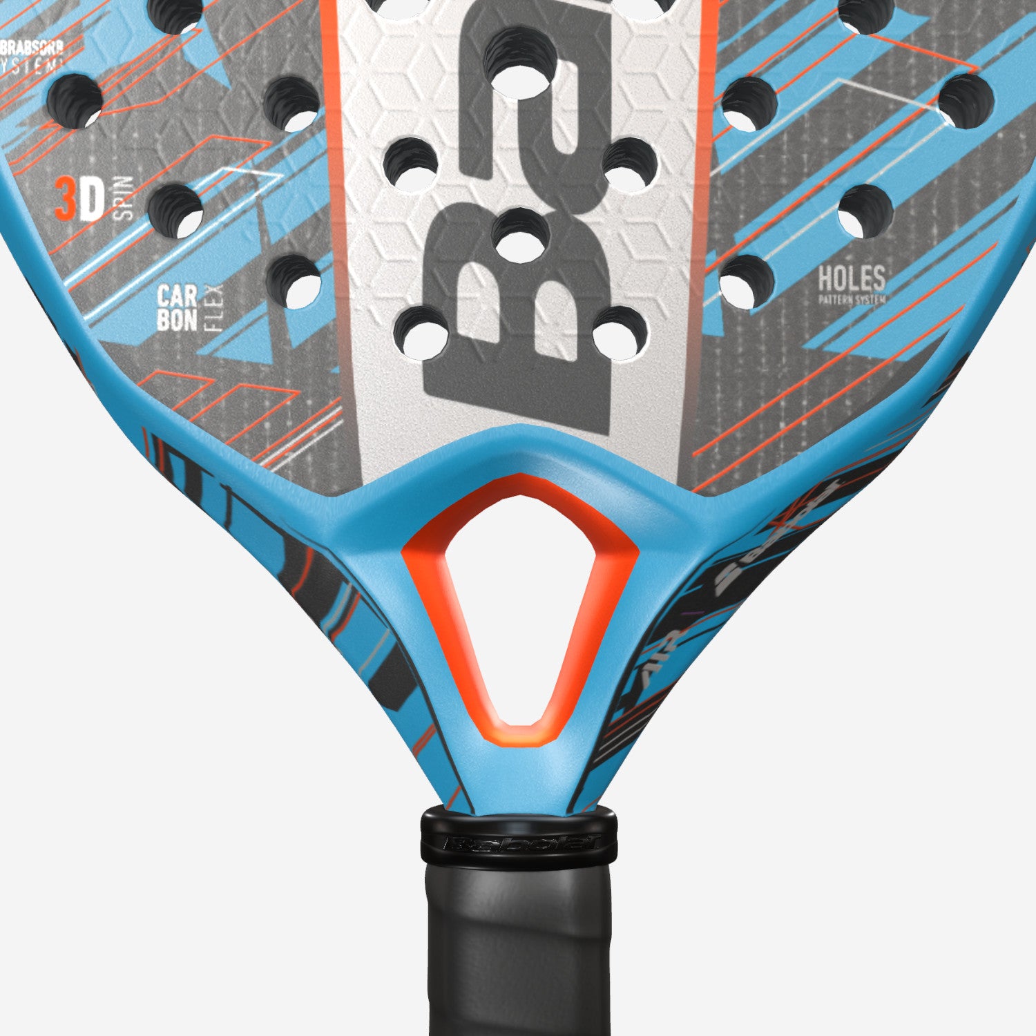 Close up of the throat of the Babolat Air Veron 2023 padel racket on sale at Thepadelshop.co.nz