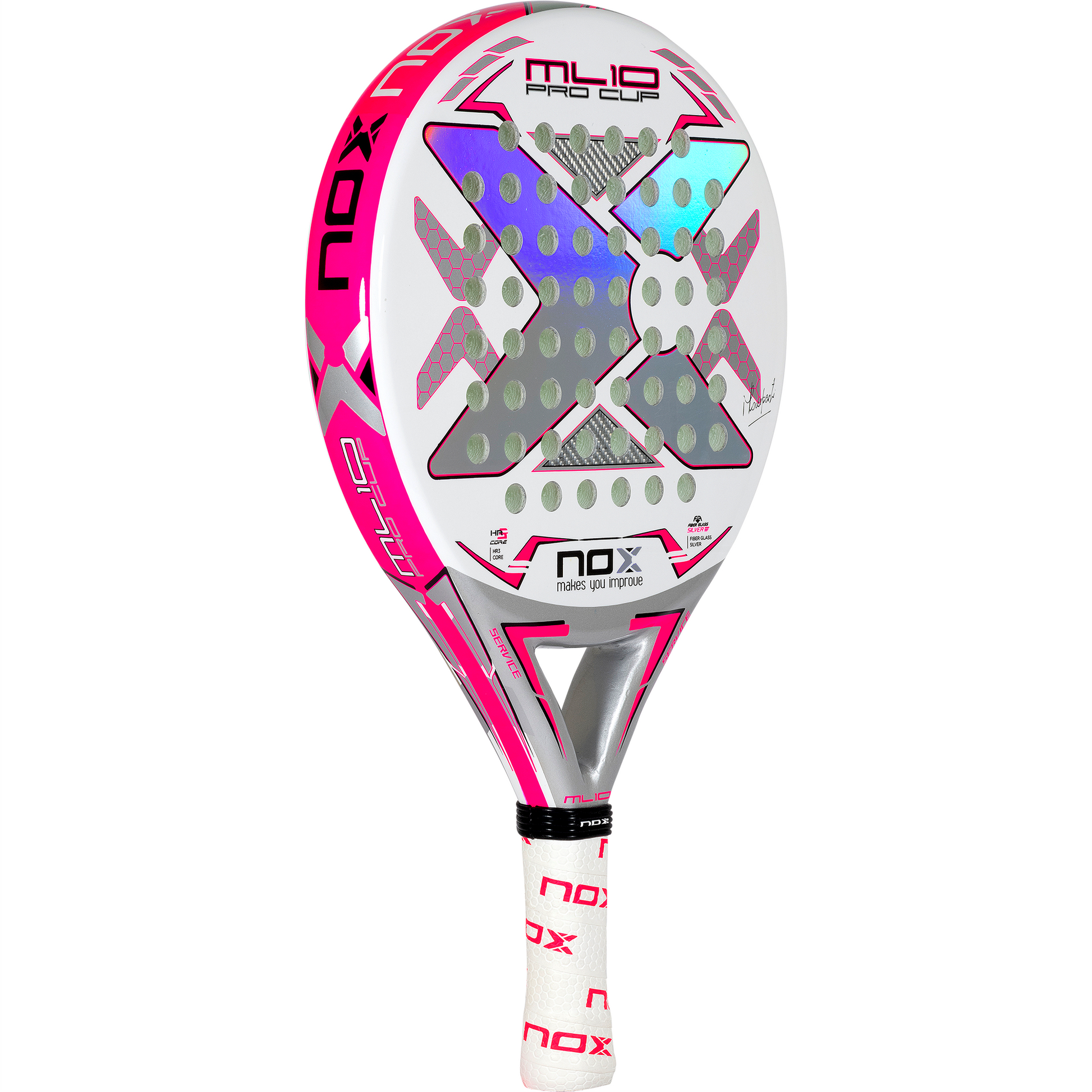 full racket view of the ML10 Pro Cup Silver Padel racket for sale from thepadelshop.co.nz
