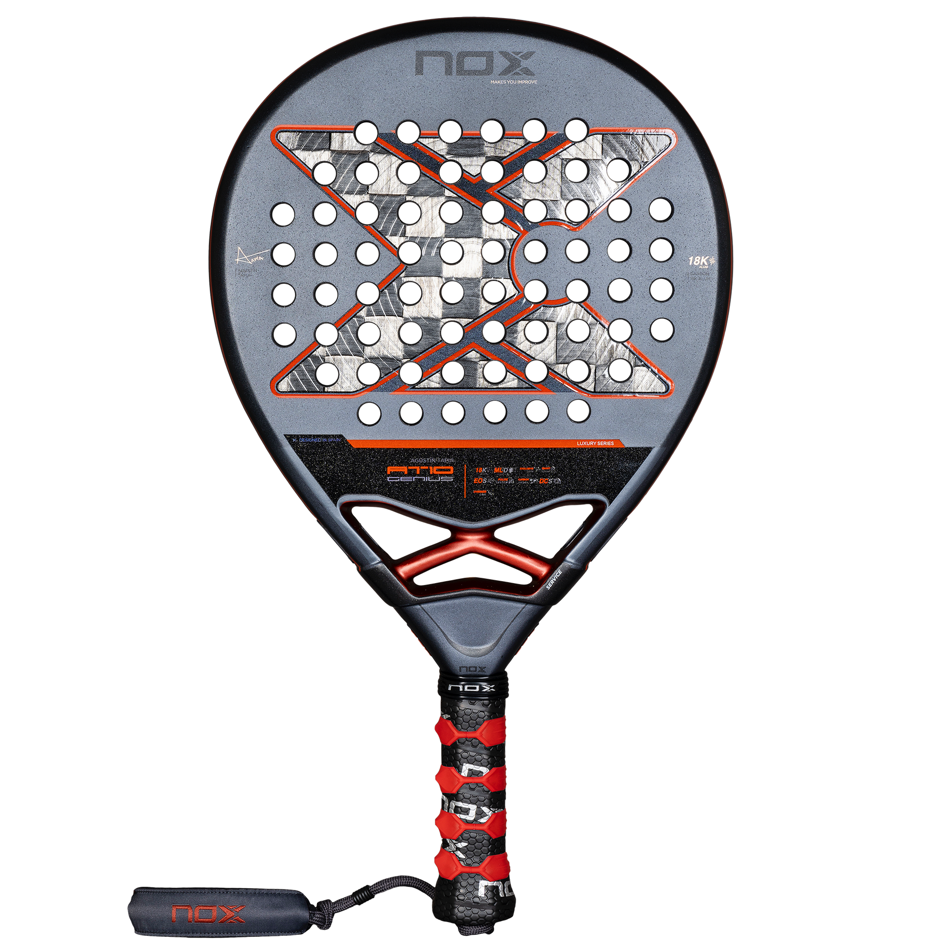 2025 NOX AT10 Luxury Genius 18K ALUM by Agustin Tapia Padel Racket - Front Image