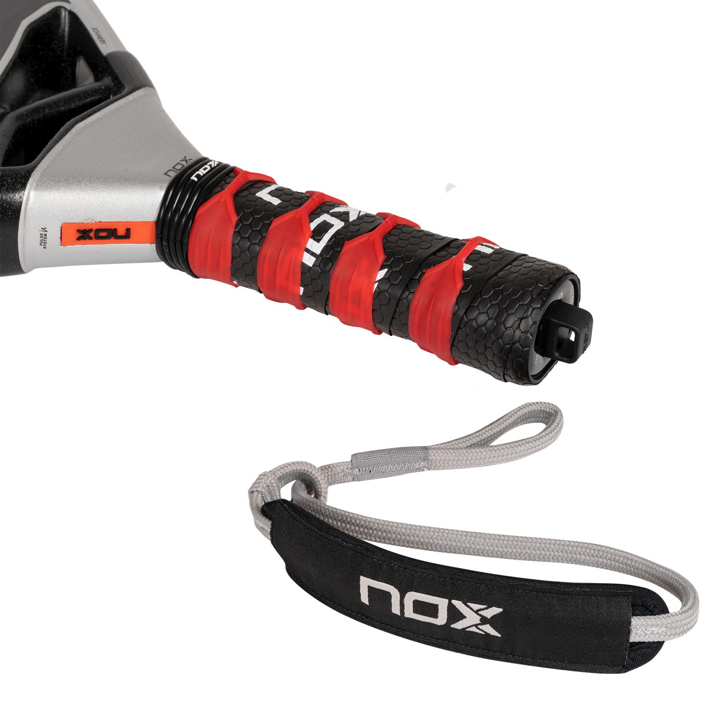 Close up of the Nox Custom grip on the AT10 GeniusLuxury 18k Padel Racket  on sale at thPadelshop.co.nz