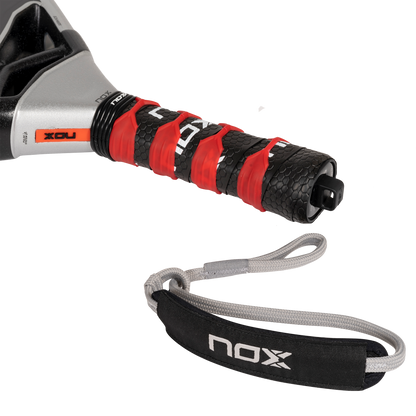 Close up of the Nox Custom grip on the AT10 GeniusLuxury 18k Padel Racket  on sale at thPadelshop.co.nz