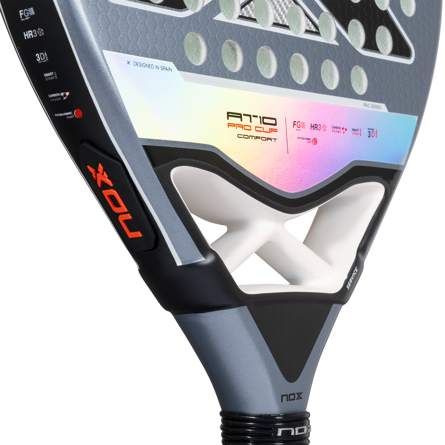 2025 NOX AT10 Pro Cup COMFORT Padel Racket - Close up of Throat Image