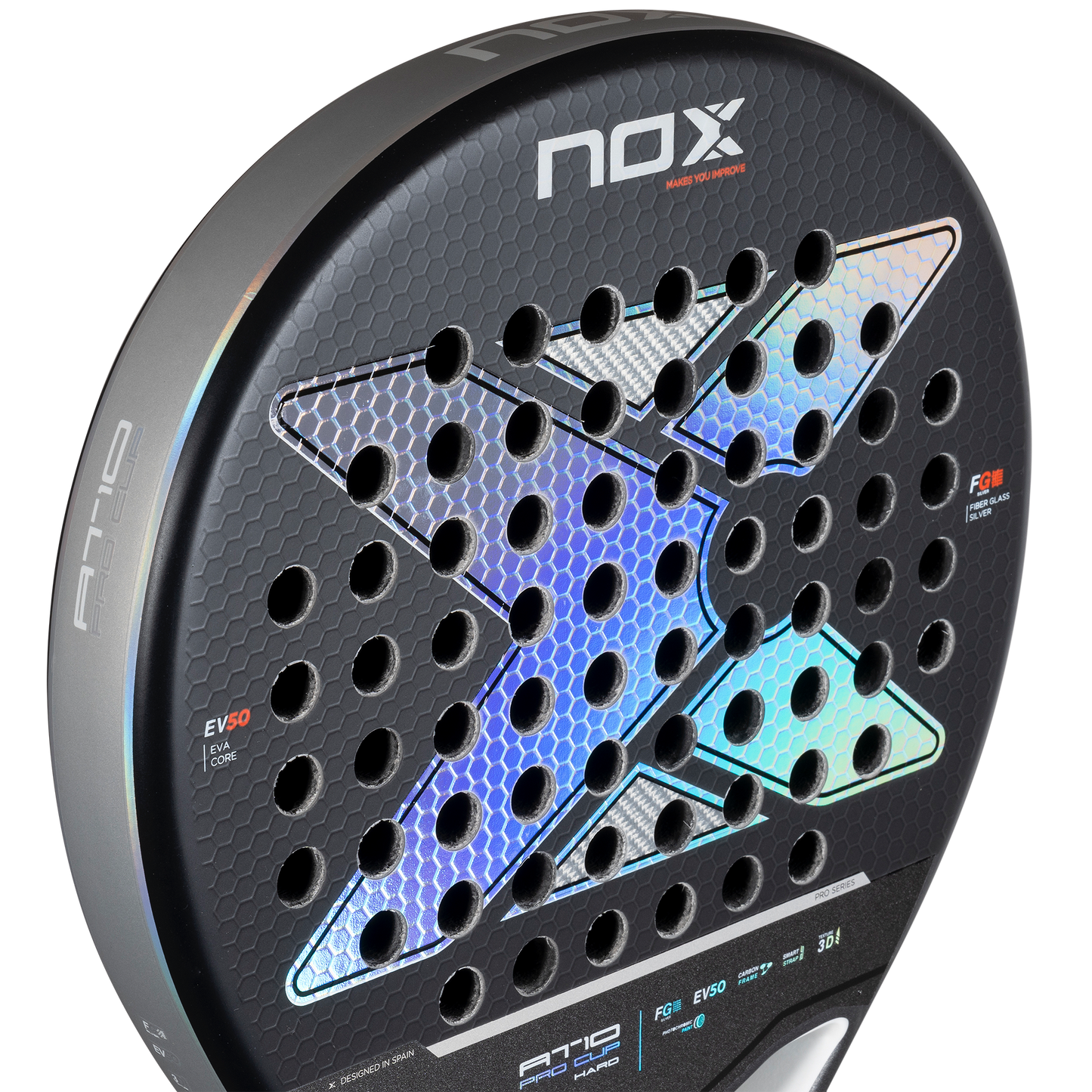 2025 NOX AT10 Pro Cup HARD Padel Racket - Close up of head Image