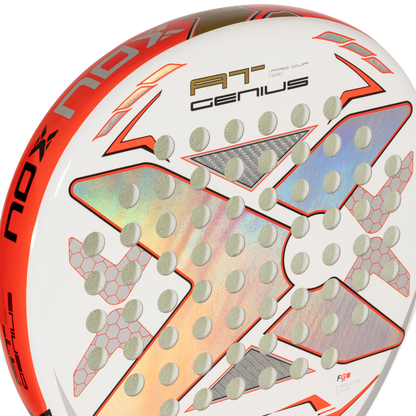 Close up of top image of the Nox AT Pro Cup Padel Tennis Racquet on sale at thepadelshop.co.nz