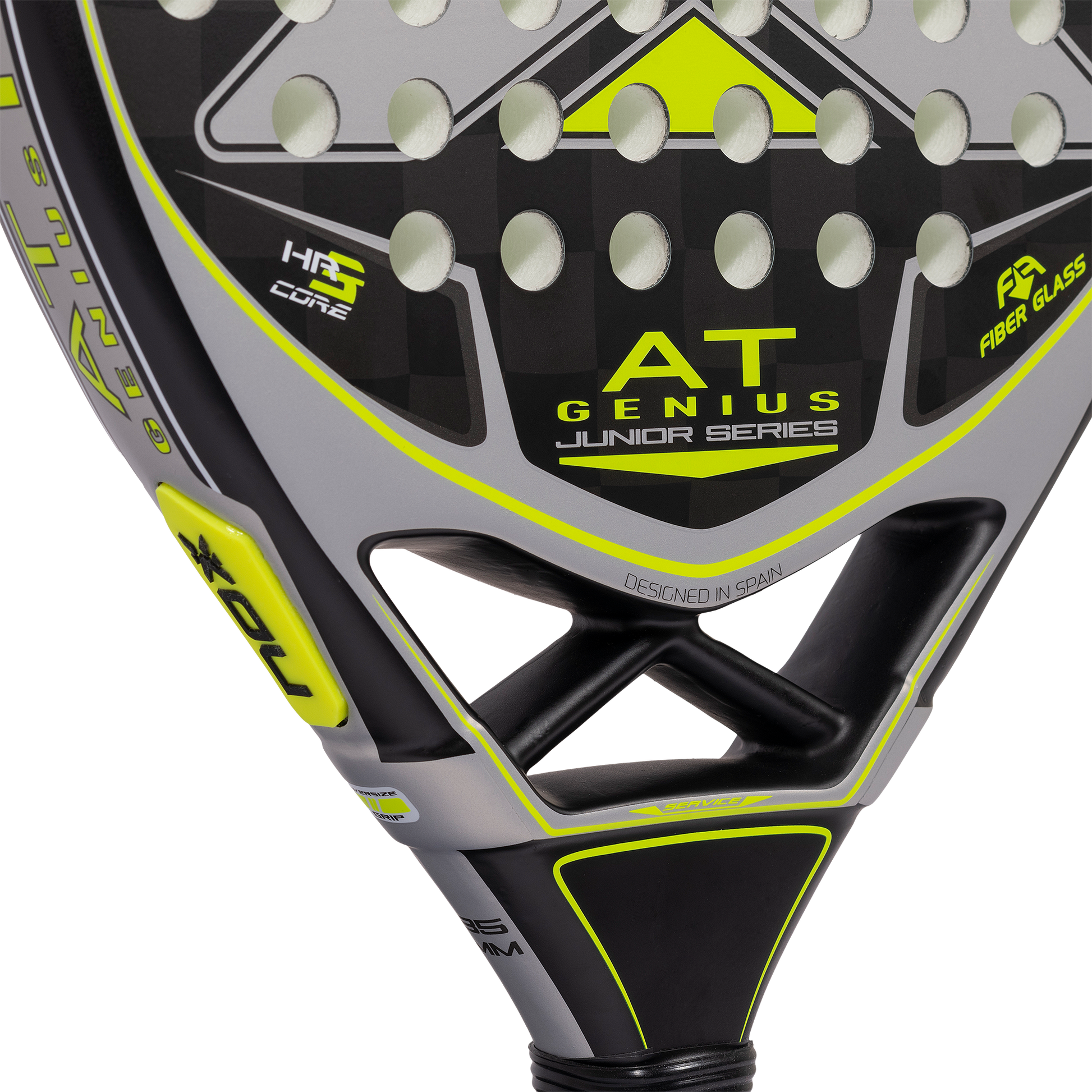 Throat image of the Nox AT10 Genius Junior Padel Racket on sale at thepadelshop.co.nz