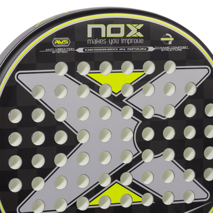 close up of the face image of the Nox AT10 Genius Junior Padel Racket on sale at thepadelshop.co.nz