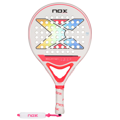 face-on image of the Nox Equation Lady Light Advanced padel racket 2024 on sale at thepadelshop.co.nz