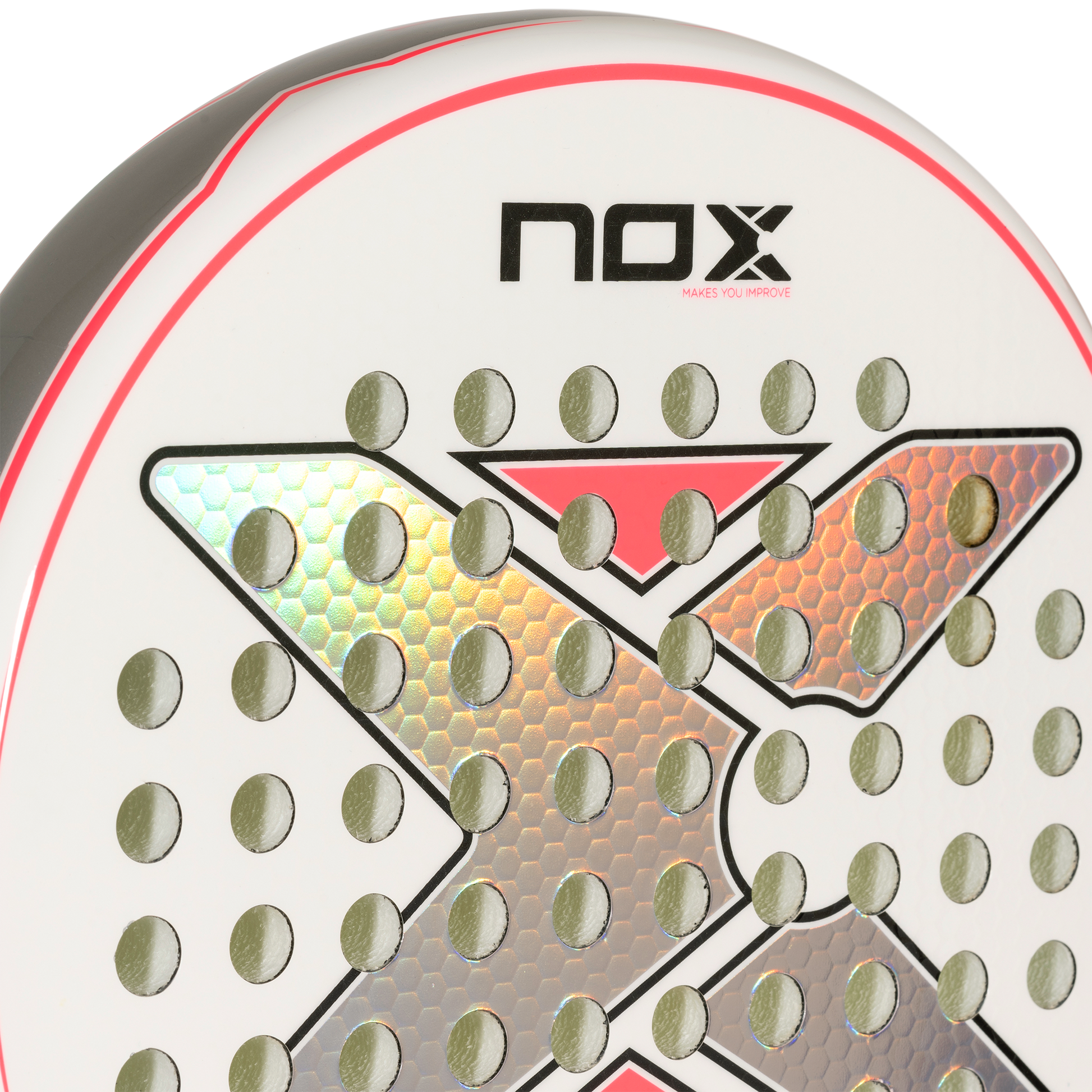 close up of the face of the Nox Equation Lady Light Advanced padel racket 2024 on sale at thepadelshop.co.nz