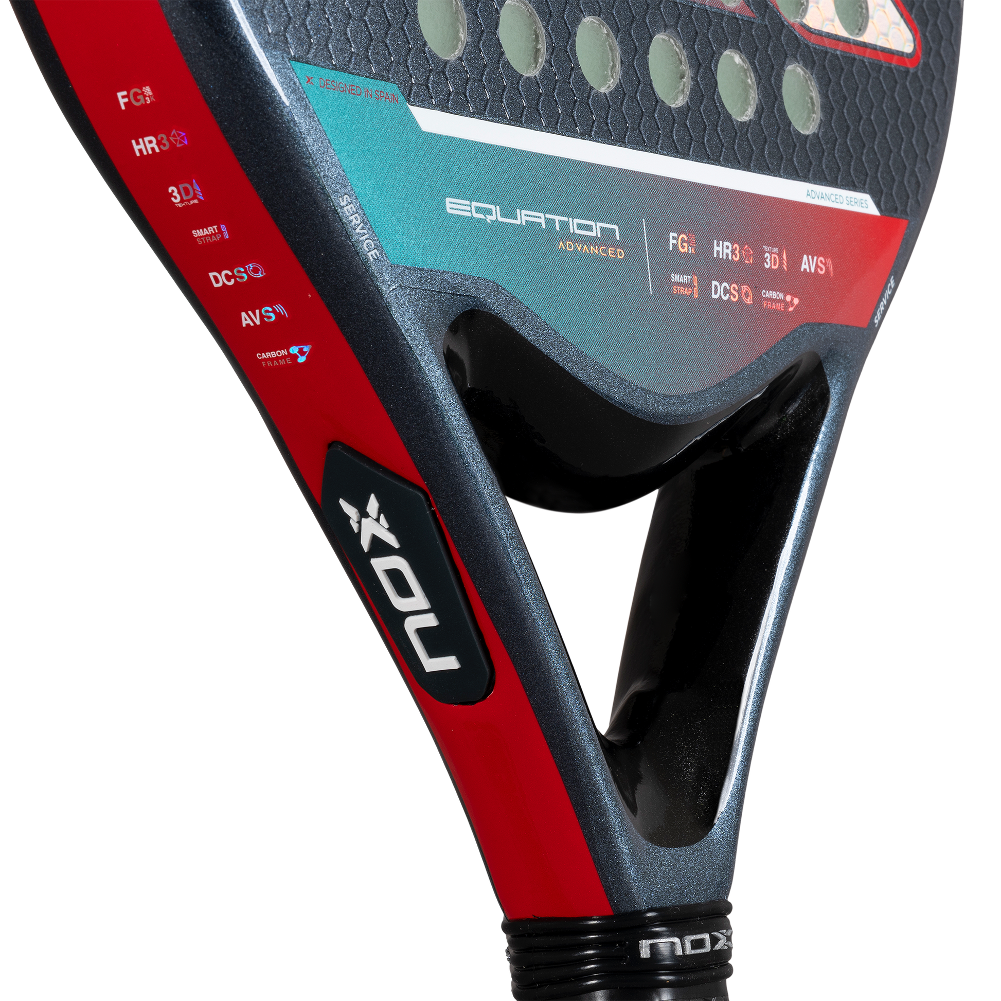 NOX Equation Advanced LIGHT 2025 padel racket - Close up of Throat