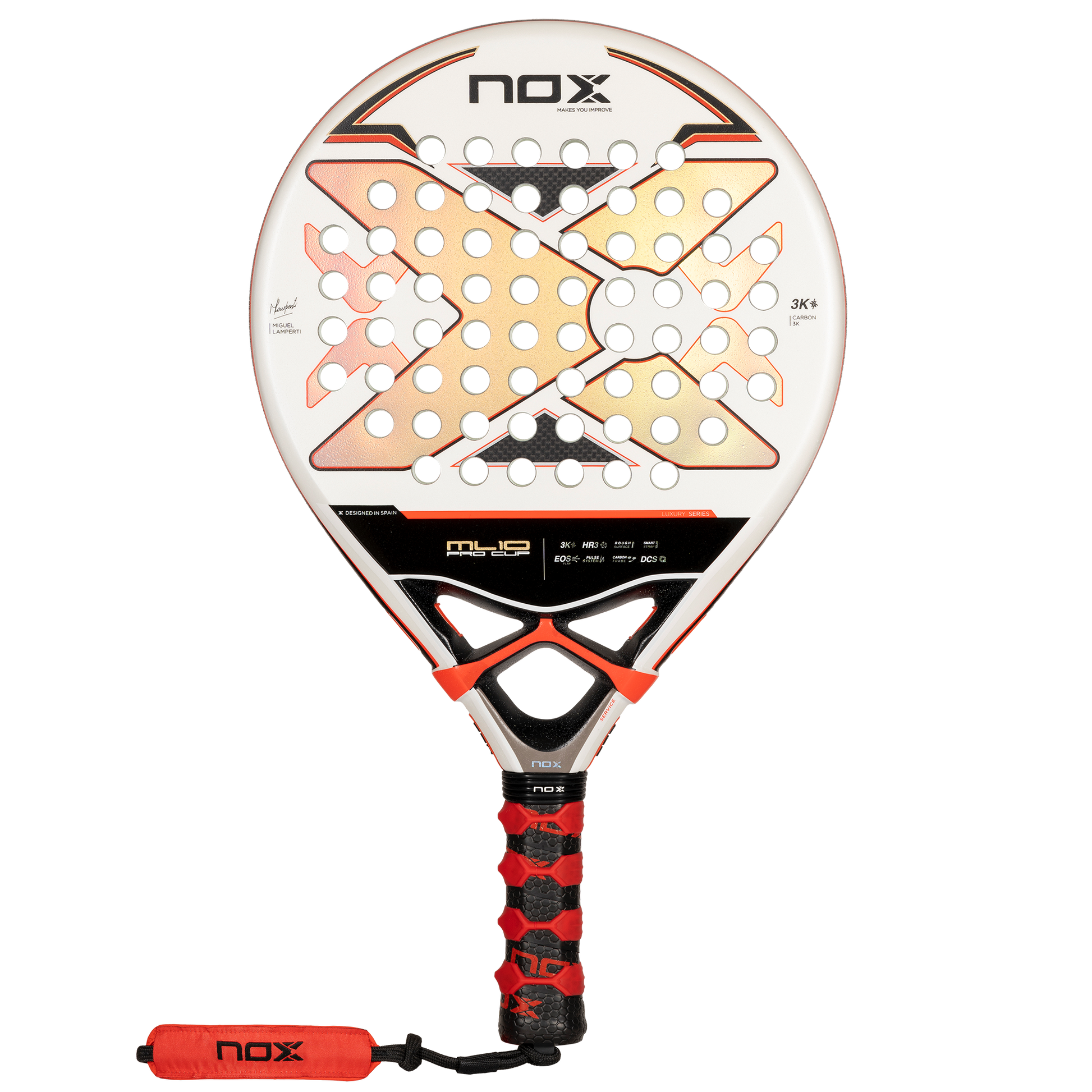 Front view of NOX ML10 Pro Cup Luxury 2024 by Miguel Lamperti Padel racket New Zealand on sale at ThePadelShop.co.nz
