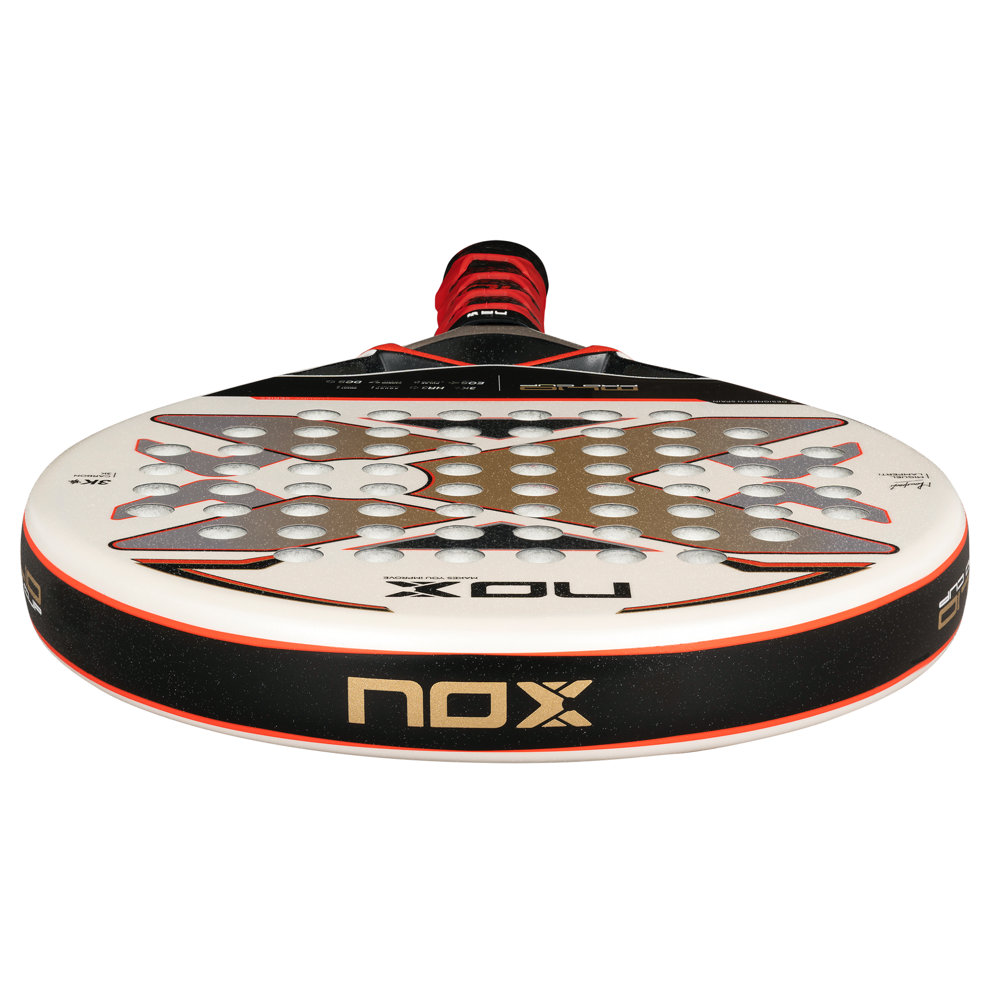 Top view of NOX ML10 Pro Cup Luxury 2024 by Miguel Lamperti Padel racket New Zealand on sale at ThePadelShop.co.nz